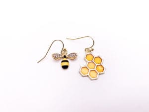 Bee Earring and Honeycomb Earring