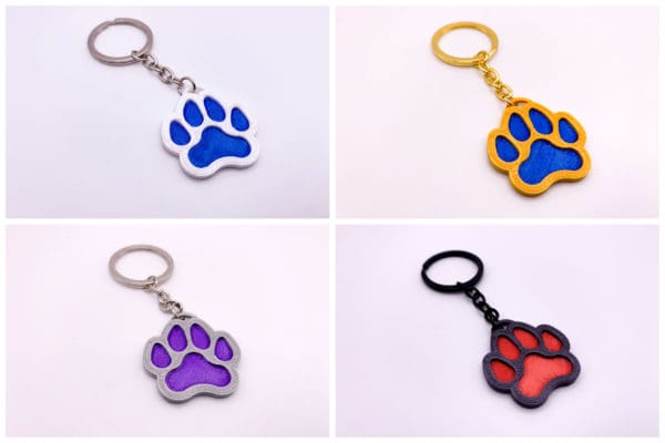 3D Printed Paw Keychains in Multiple Colors
