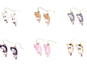 Set of Metal Alloy Kitten Earrings