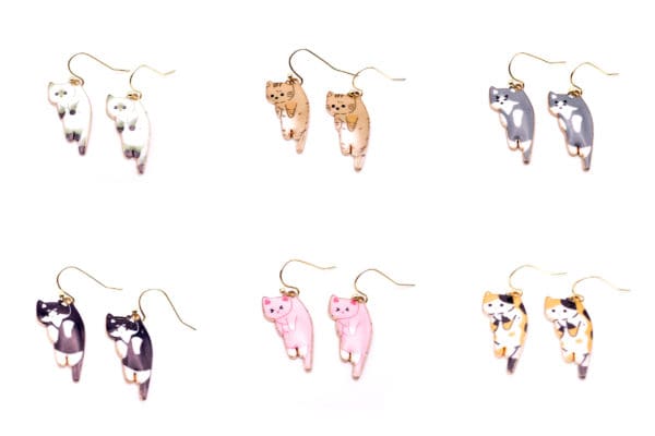 Set of Metal Alloy Kitten Earrings